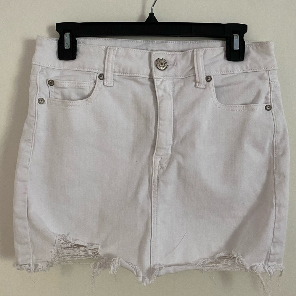American Eagle White Denim Mini Skirt